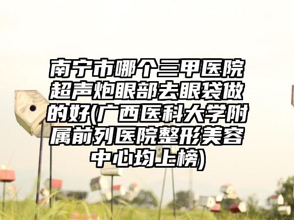 南宁市哪个三甲医院超声炮眼部去眼袋做的好(广西医科大学附属前列医院整形美容中心均上榜)