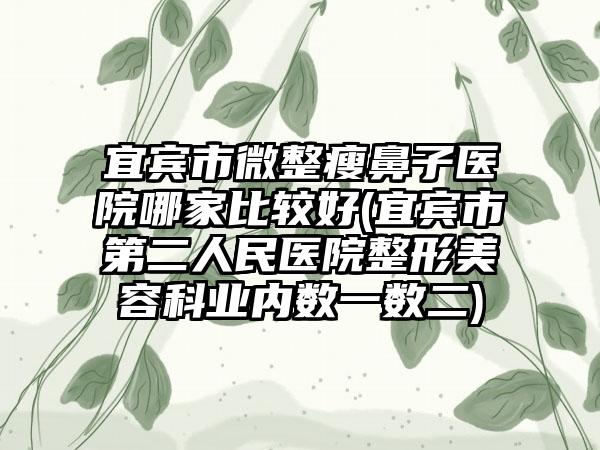 宜宾市微整瘦鼻子医院哪家比较好(宜宾市第二人民医院整形美容科业内数一数二)