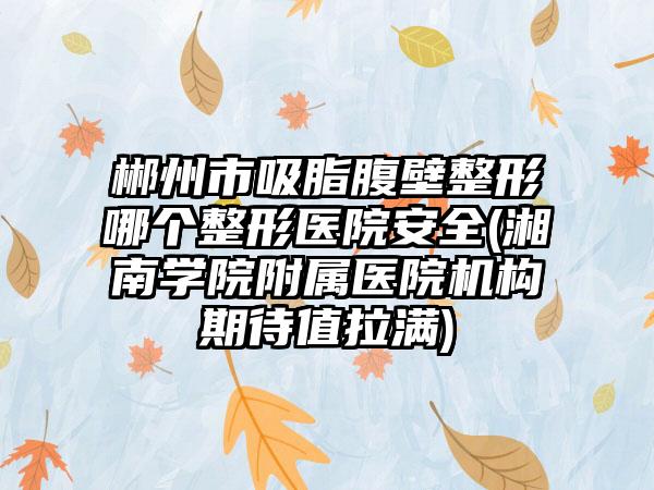 郴州市吸脂腹壁整形哪个整形医院安全(湘南学院附属医院机构期待值拉满)