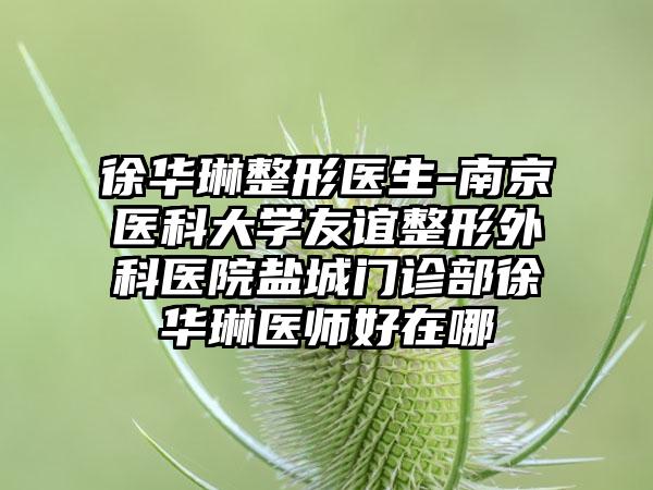 徐华琳整形医生-南京医科大学友谊整形外科医院盐城门诊部徐华琳医师好在哪