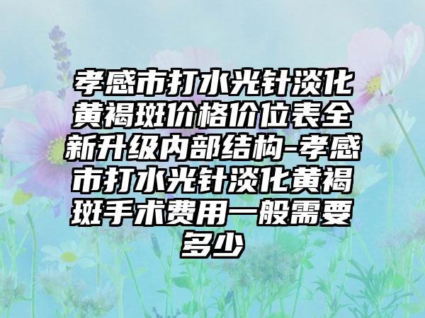 孝感市打水光针淡化黄褐斑价格价位表全新升级内部结构-孝感市打水光针淡化黄褐斑手术费用一般需要多少