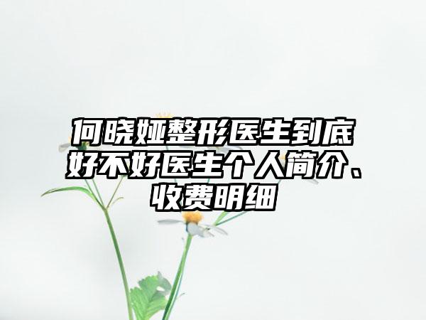 何晓娅整形医生到底好不好医生个人简介、收费明细