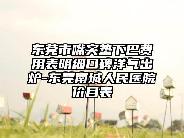 东莞市嘴突垫下巴费用表明细口碑洋气出炉-东莞南城人民医院价目表