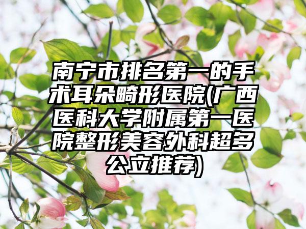 南宁市排名第一的手术耳朵畸形医院(广西医科大学附属第一医院整形美容外科超多公立推荐)