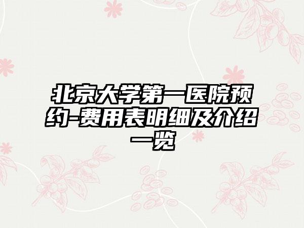 北京大学第一医院预约-费用表明细及介绍一览