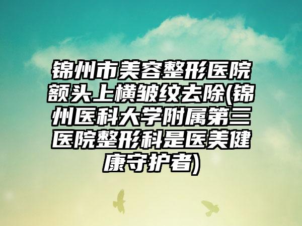 锦州市美容整形医院额头上横皱纹去除(锦州医科大学附属第三医院整形科是医美健康守护者)