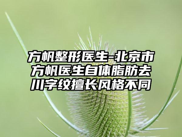 方帆整形医生-北京市方帆医生自体脂肪去川字纹擅长风格不同