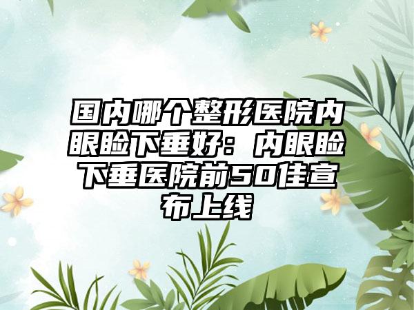 国内哪个整形医院内眼睑下垂好：内眼睑下垂医院前50佳宣布上线