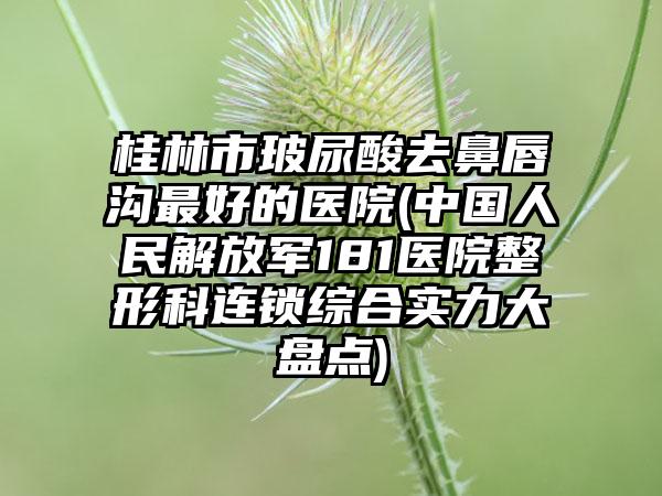 桂林市玻尿酸去鼻唇沟最好的医院(中国人民解放军181医院整形科连锁综合实力大盘点)