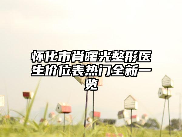 怀化市肖曙光整形医生价位表热门全新一览