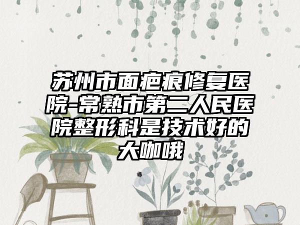 苏州市面疤痕修复医院-常熟市第二人民医院整形科是技术好的大咖哦