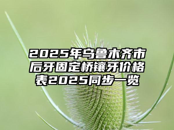 2025年乌鲁木齐市后牙固定桥镶牙价格表2025同步一览