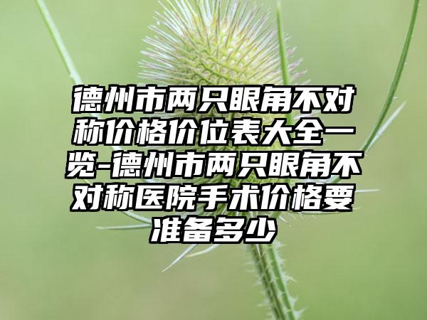 德州市两只眼角不对称价格价位表大全一览-德州市两只眼角不对称医院手术价格要准备多少