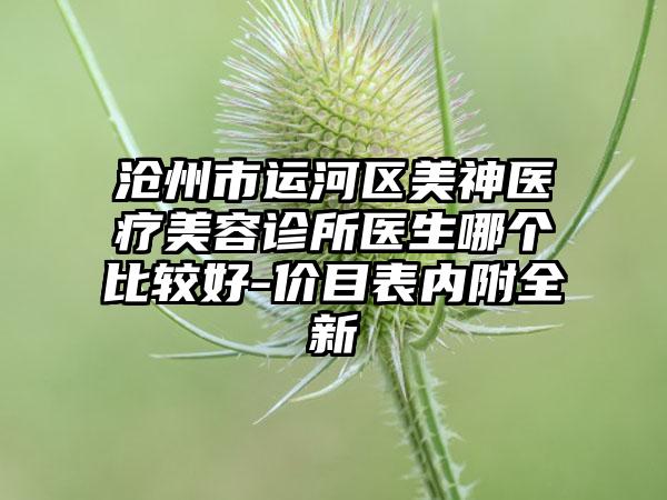 沧州市运河区美神医疗美容诊所医生哪个比较好-价目表内附全新
