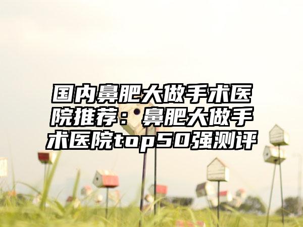 国内鼻肥大做手术医院推荐：鼻肥大做手术医院top50强测评