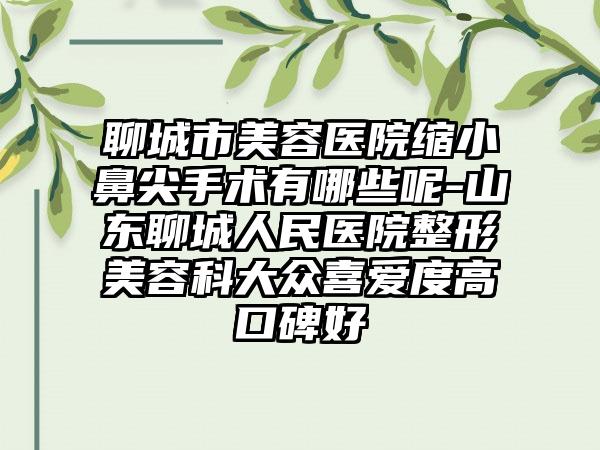 聊城市美容医院缩小鼻尖手术有哪些呢-山东聊城人民医院整形美容科大众喜爱度高口碑好