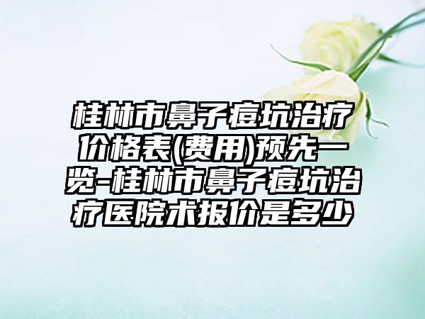 桂林市鼻子痘坑治疗价格表(费用)预先一览-桂林市鼻子痘坑治疗医院术报价是多少