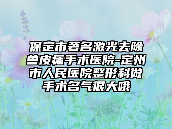 保定市著名激光去除兽皮痣手术医院-定州市人民医院整形科做手术名气很大哦