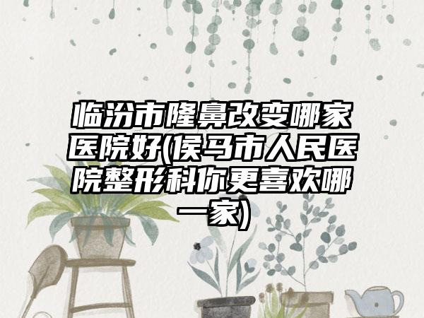 临汾市隆鼻改变哪家医院好(侯马市人民医院整形科你更喜欢哪一家)