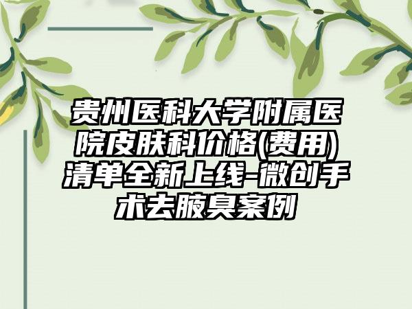 贵州医科大学附属医院皮肤科价格(费用)清单全新上线-微创手术去腋臭案例
