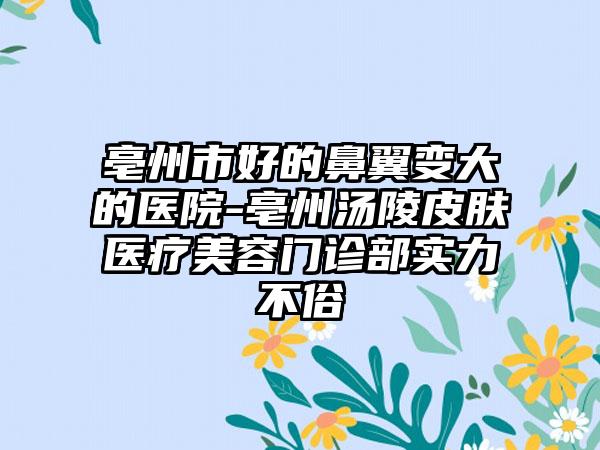 亳州市好的鼻翼变大的医院-亳州汤陵皮肤医疗美容门诊部实力不俗