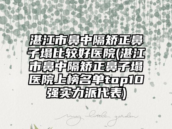 湛江市鼻中隔矫正鼻子塌比较好医院(湛江市鼻中隔矫正鼻子塌医院上榜名单top10强实力派代表)