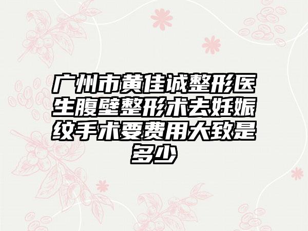 广州市黄佳诚整形医生腹壁整形术去妊娠纹手术要费用大致是多少