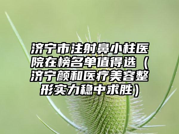 济宁市注射鼻小柱医院在榜名单值得选（济宁颜和医疗美容整形实力稳中求胜）