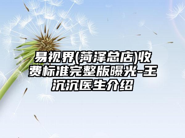 易视界(菏泽总店)收费标准完整版曝光-王沉沉医生介绍