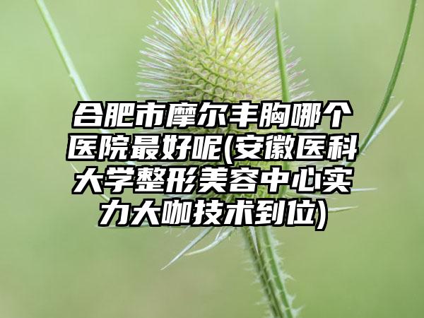 合肥市摩尔丰胸哪个医院最好呢(安徽医科大学整形美容中心实力大咖技术到位)