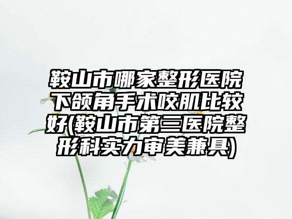 鞍山市哪家整形医院下颌角手术咬肌比较好(鞍山市第三医院整形科实力审美兼具)