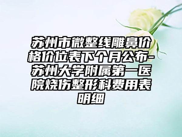 苏州市微整线雕鼻价格价位表下个月公布-苏州大学附属第一医院烧伤整形科费用表明细
