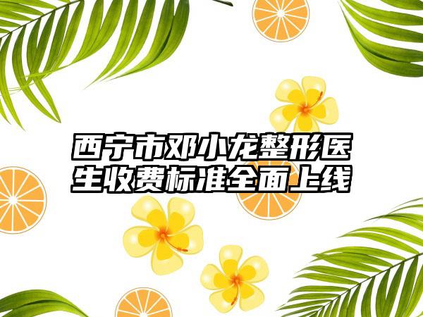 西宁市邓小龙整形医生收费标准全面上线