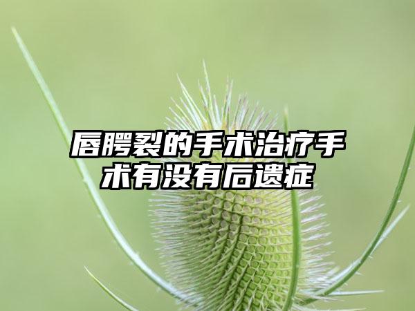 唇腭裂的手术治疗手术有没有后遗症