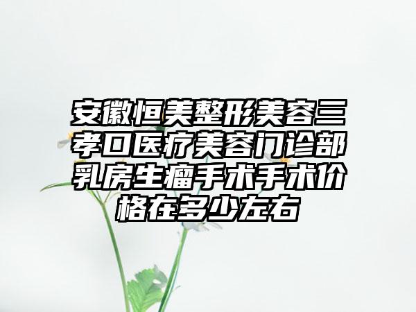 安徽恒美整形美容三孝口医疗美容门诊部乳房生瘤手术手术价格在多少左右