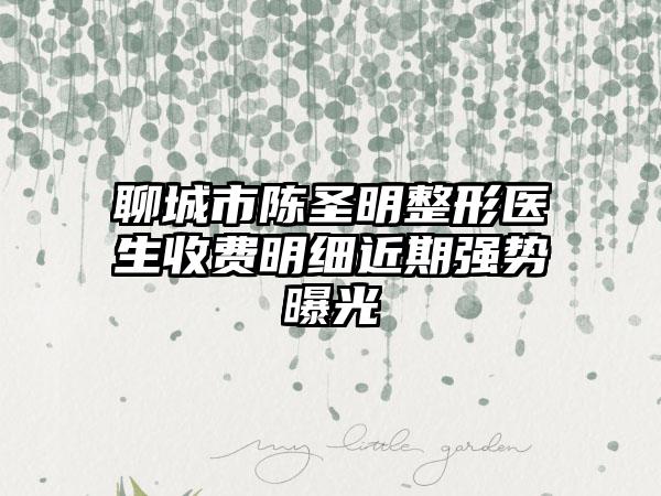 聊城市陈圣明整形医生收费明细近期强势曝光
