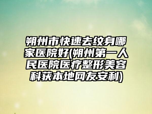 朔州市快速去纹身哪家医院好(朔州第一人民医院医疗整形美容科获本地网友安利)