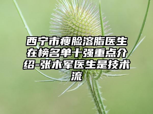 西宁市瘦脸溶脂医生在榜名单十强重点介绍-张木军医生是技术流