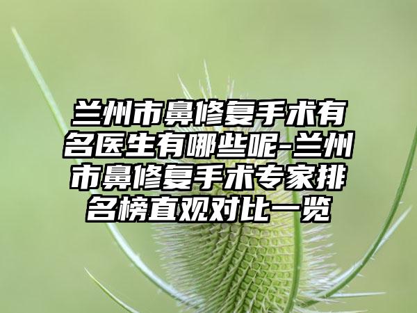 兰州市鼻修复手术有名医生有哪些呢-兰州市鼻修复手术专家排名榜直观对比一览