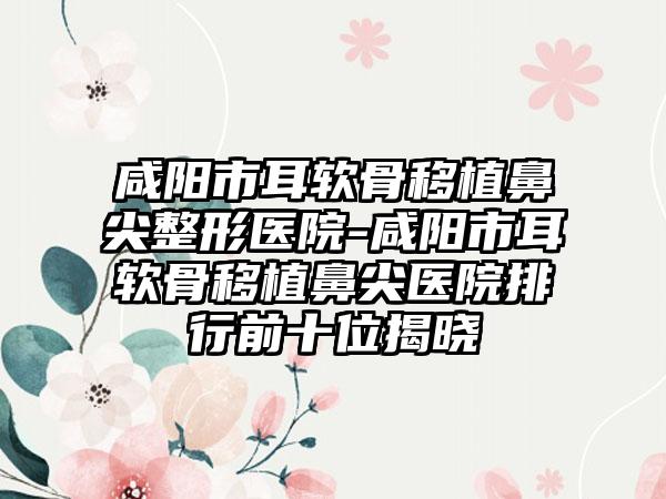 咸阳市耳软骨移植鼻尖整形医院-咸阳市耳软骨移植鼻尖医院排行前十位揭晓