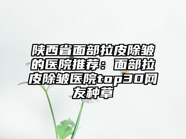 陕西省面部拉皮除皱的医院推荐：面部拉皮除皱医院top30网友种草