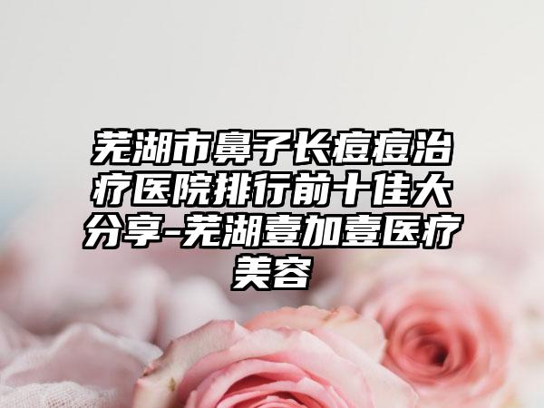 芜湖市鼻子长痘痘治疗医院排行前十佳大分享-芜湖壹加壹医疗美容