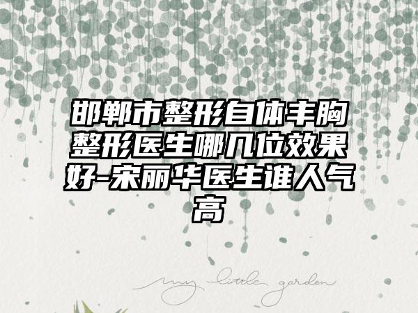 邯郸市整形自体丰胸整形医生哪几位效果好-宋丽华医生谁人气高