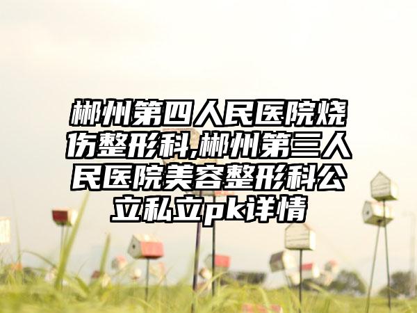 郴州第四人民医院烧伤整形科,郴州第三人民医院美容整形科公立私立pk详情