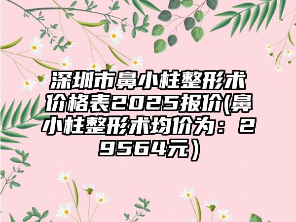 深圳市鼻小柱整形术价格表2025报价(鼻小柱整形术均价为：29564元）