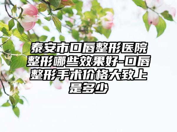 泰安市口唇整形医院整形哪些效果好-口唇整形手术价格大致上是多少