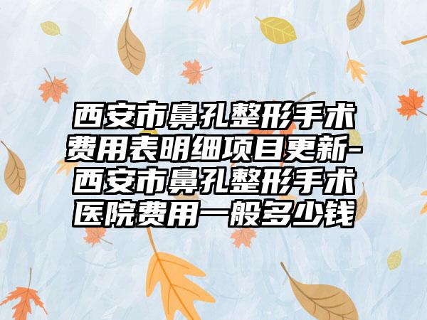 西安市鼻孔整形手术费用表明细项目更新-西安市鼻孔整形手术医院费用一般多少钱