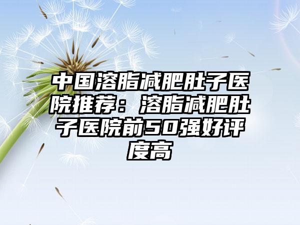 中国溶脂减肥肚子医院推荐：溶脂减肥肚子医院前50强好评度高