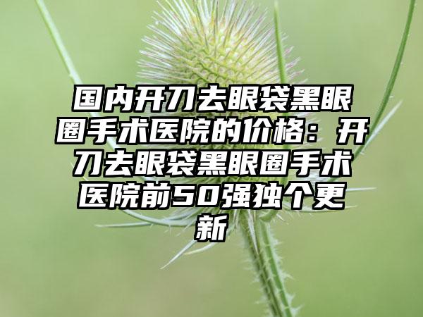 国内开刀去眼袋黑眼圈手术医院的价格：开刀去眼袋黑眼圈手术医院前50强独个更新