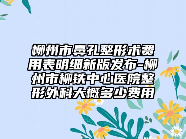 柳州市鼻孔整形术费用表明细新版发布-柳州市柳铁中心医院整形外科大概多少费用